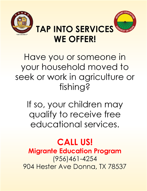 CALL US! Migrante Education Program